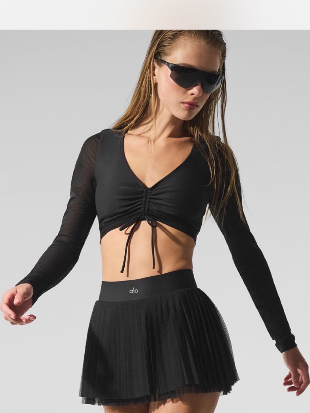ALO Yoga Black Pleated baseline Skirt